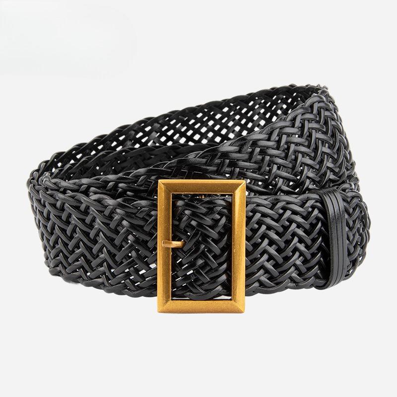 European and American French Ins Braided Belt Women's Retro Alloy Buckle Dress Belt Casual Women's Belt