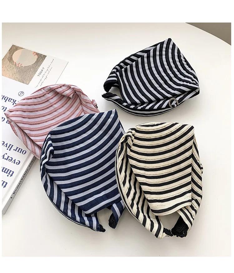 Summer Empty Top Sun Hat Hair Clip Women Fashion Striped Foldable Suncreen Visor Outdoor Traveling Beach UV Protection Cap