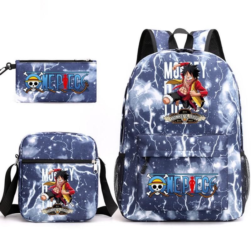 One Piece Anime Backpack Kids School Use Large Capacity Oxford Fabric Dual Shoulder Bag With Padded Straps