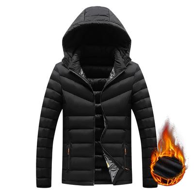 Rippstrickkleidung Baumwolljacke Herren Winter Unifarben Slim Fit Abnehmbare Kapuze Trendig Plüsch Verdickt Oberteil Jacke Herren