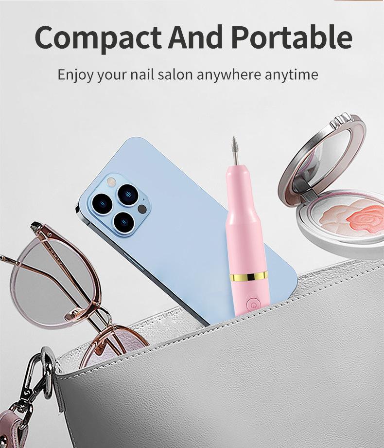Electronic Nail Art Polisher USB Nail Art Tip Manicure Toenail Drill File Nail Grinder Polisher