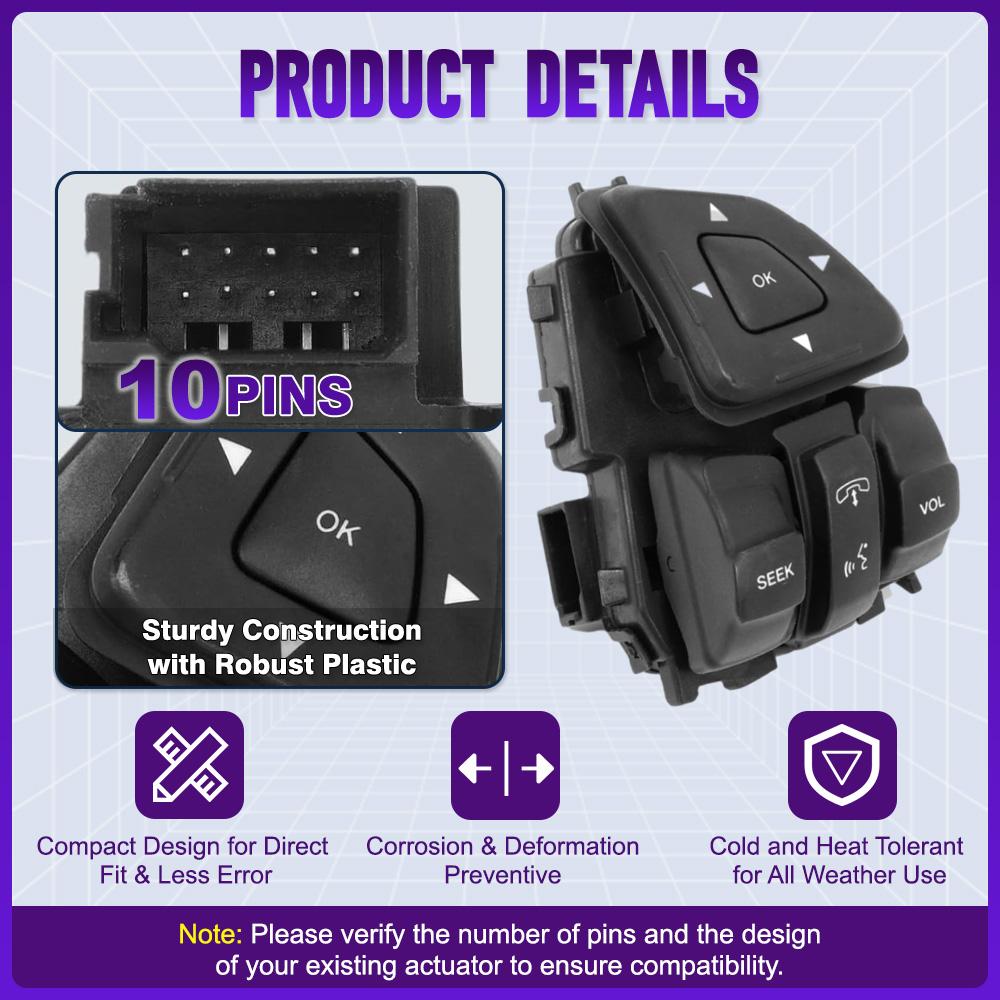 For Ford Edge Explorer Flex Cruise Control Switch Multifunction Steering Wheel Button Audio Cruise Control BT4T9E740AFW