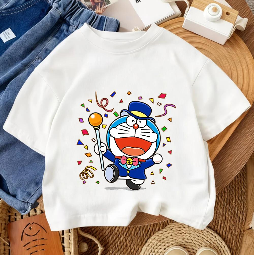 2026 Summer Casual Fashion Clothing Trendy Street Children’s T-Shirt Doraemon Cute Kawaii
