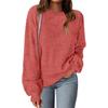 Women's Fashion Round Neck Pullover Sweater Casual Versatile Solid Color Knit Top