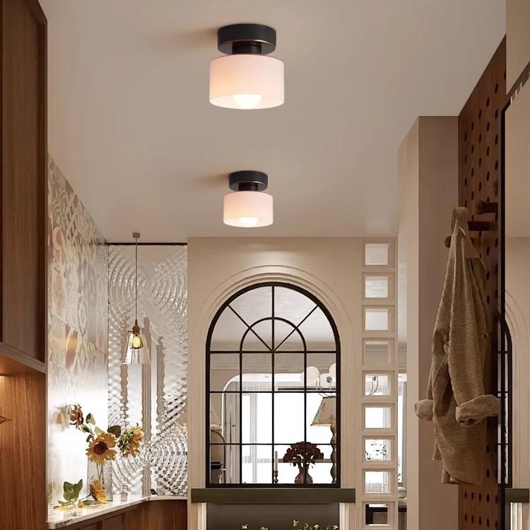 American-Style Stained Glass Ceiling Light for Balcony or Entryway