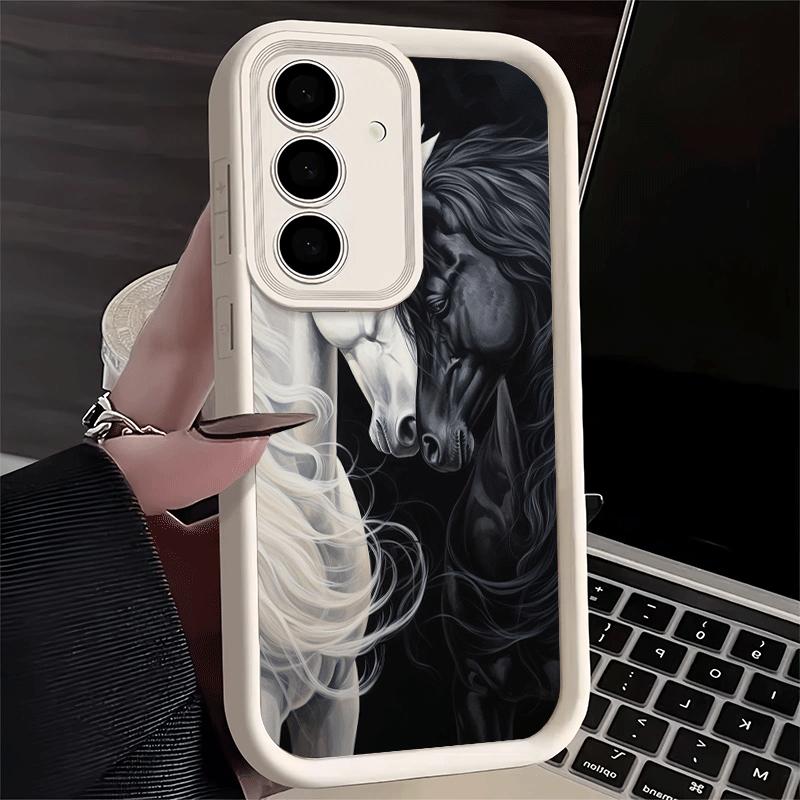

Phone Case for Samsung Galaxy S26 S25 Ultra S24 FE Black Horse Galloping Shell S23 Plus S22 + S21 S20 5G Soft Silicone Funda Samsung S24