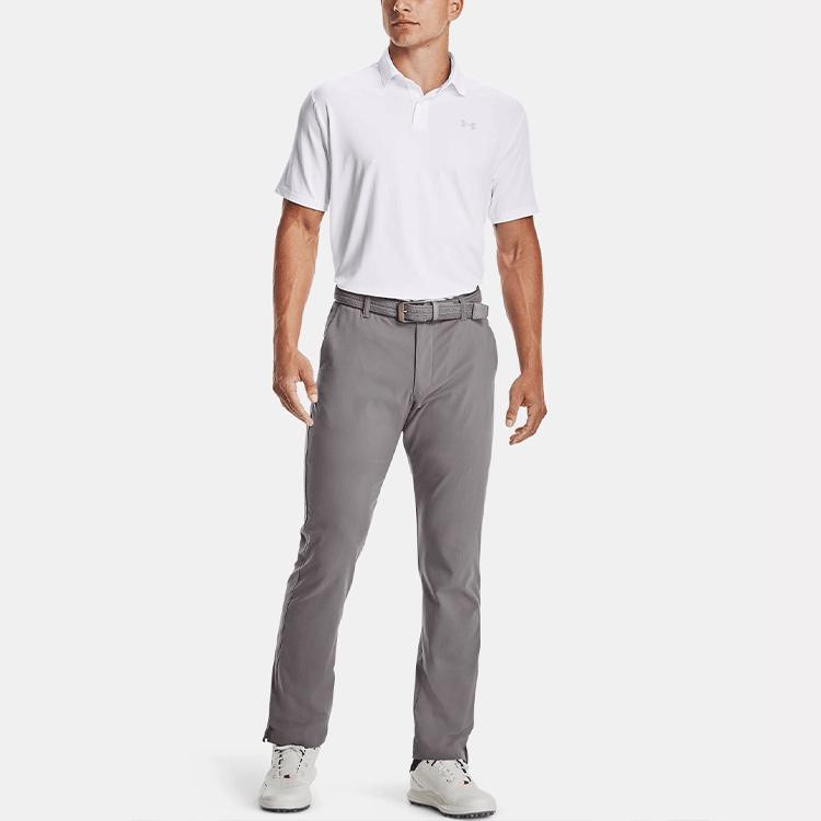 Under Armour Solid Color Simple Stretch Short Sleeve Polo Shirt Men Tops White 1351129-100