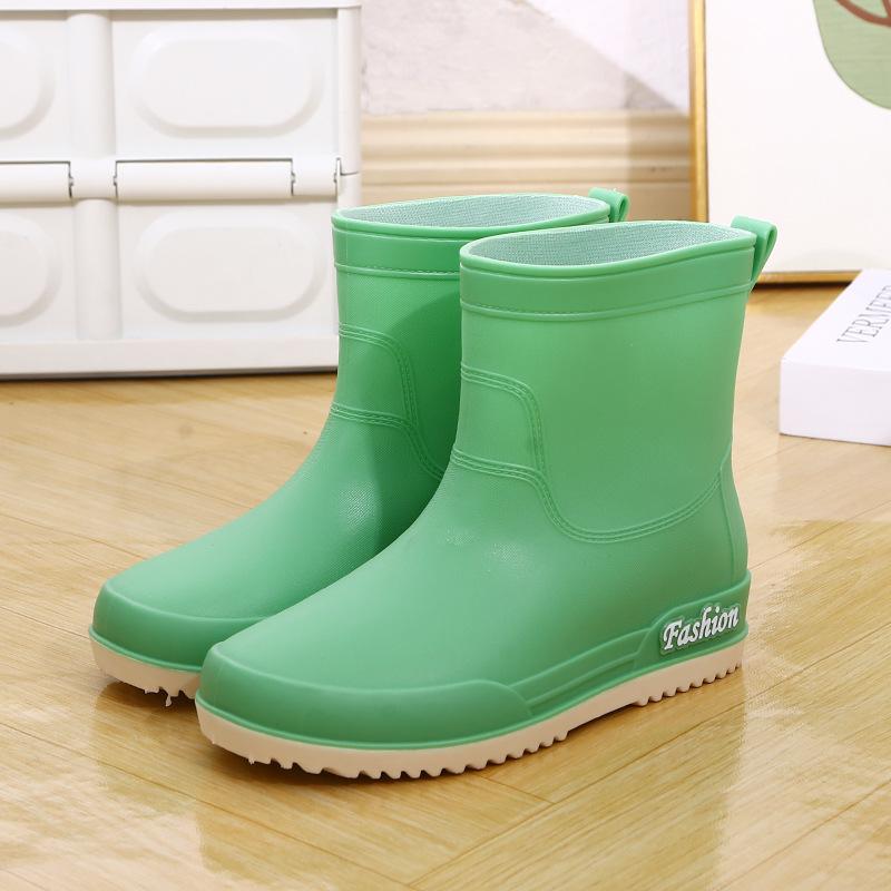 

Новые женские дождевые ботинки короткие голенища пакет водонепроницаемые ботинки модные уличные водные ботинки средние голенища нескользящие резиновые ботинки теплые дождевые ботинки 40 зелёный