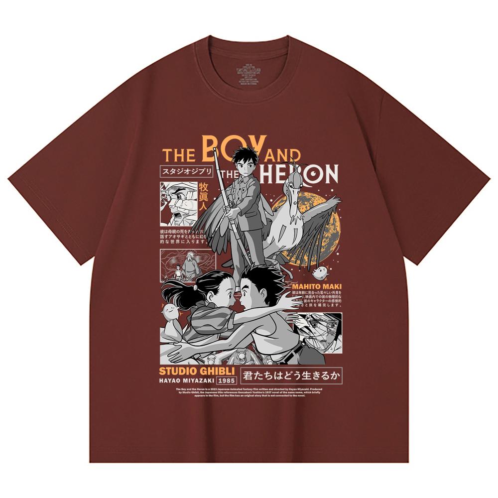 230 Gsm 100% Cotton Ghibli V3 The Boy The Heron Print Unisex Heavy Cotton T Shirt
