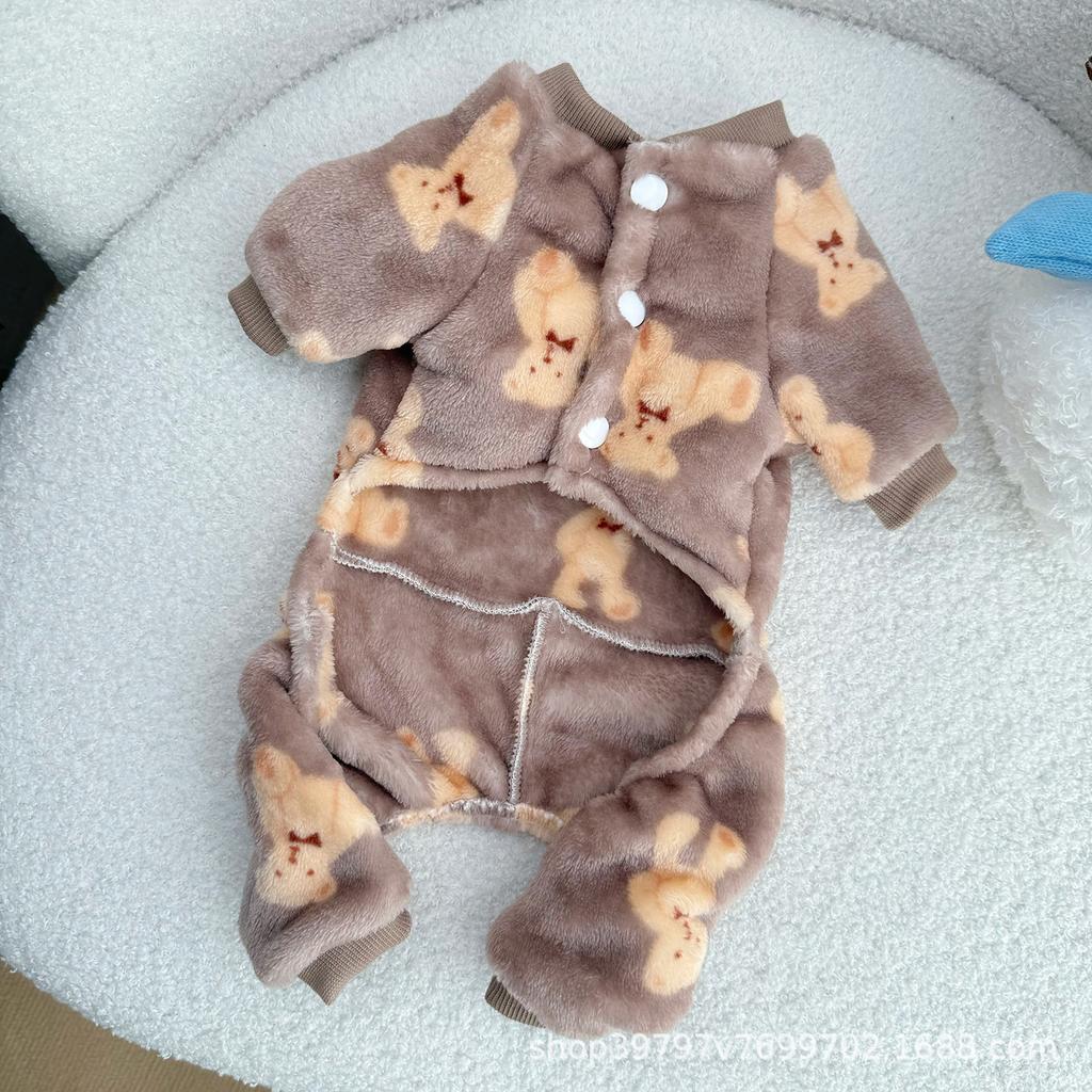 Pet Clothing Dog Four-legged Clothing Autumn and Winter Fleece Thickened Warm Pet Cat Clothes Cute Going Out