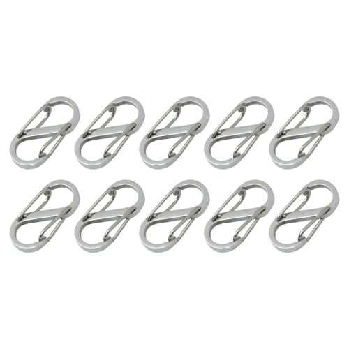 Prendre [Set of 10] Small S-Shaped Carabiners with Hooks, Stainless Steel, Lightweight, for Fastening and Connecting Accessories, Mini Size (PR-CARA10
