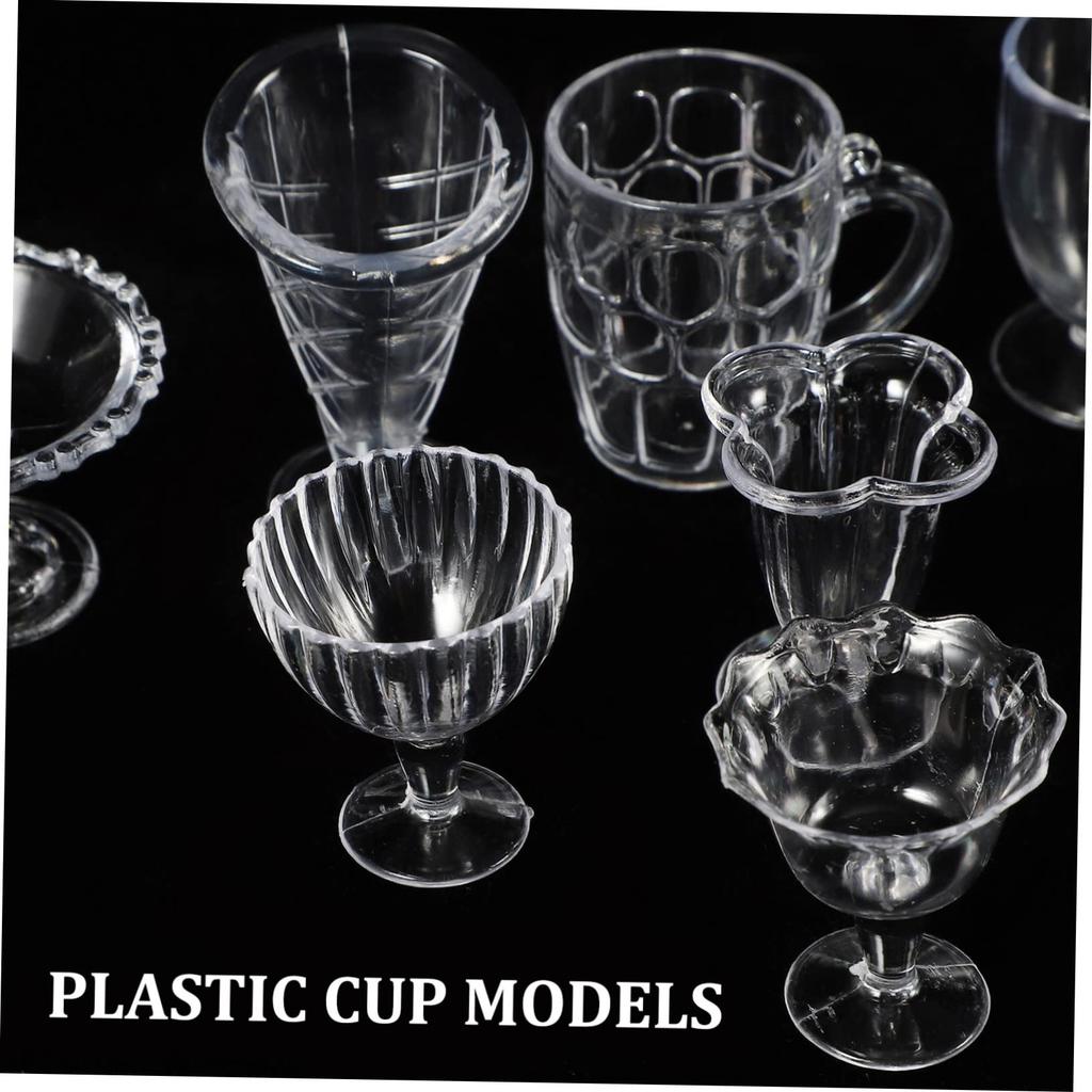 ibasenice 12-Piece Mini Kitchen Utensils, Mini Cups, Dollhouse Cups, Pretend Play