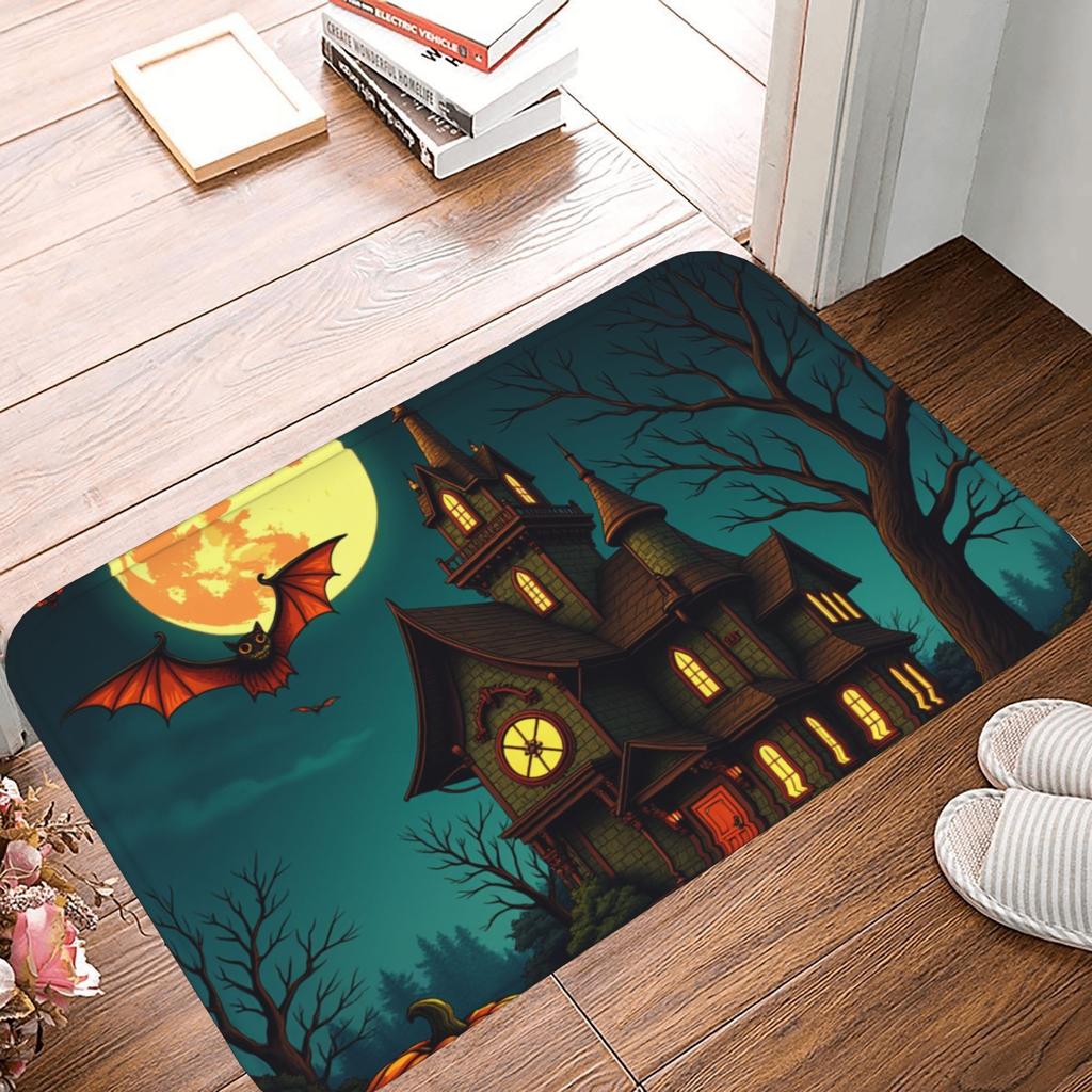 1PC Halloween skull Kitchen Rug Non-Slip Door Mat Pop design Bathroom Rug Bath Mat Carpet for Home Sink Laundry Decor