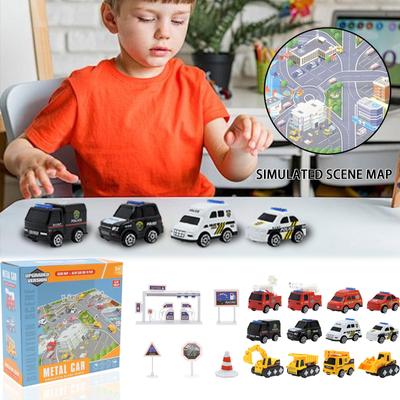 Children's Toy Car Map Carpet Alloy Car Model Set Blind, 24 Car Models, Interesting Car Models
