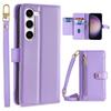 Zipper Pocket Phone Case for Samsung Galaxy S23 Card Slots Stand PU Leather Phone Cover with Straps