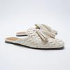 Fashion 2025 Autumn Women's Slippers Winter Fringe Modern Slippers Square Head Flats Lazy Muller Sandals Tassel Shoes Woman Slides