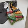 Yogodlns Fashion Creative Woven Shoulder Bag Handmade Fish Handbag Large Capacity Beach Bag Color Matching Ladies Underarm Bag