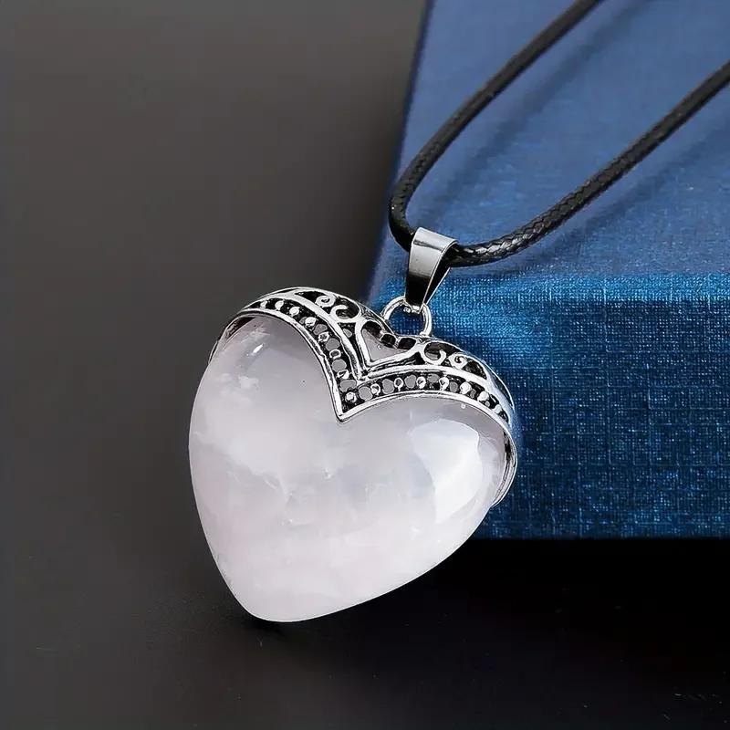 Heart Crystals Natural Stone Necklaces Pendants Women Amethysts Crystal Healing Necklace Heart Necklace Natural Stone pendant