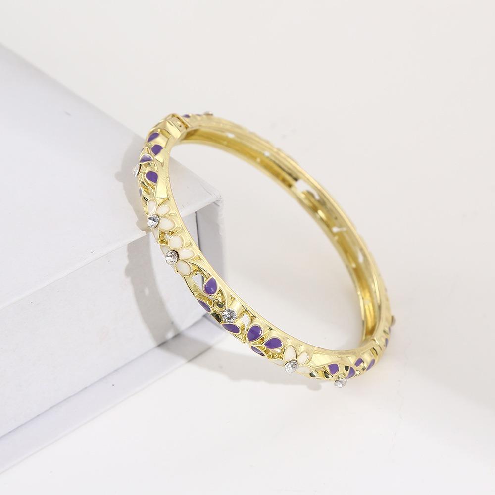 Colorful Enamel Bangle Vintage Flower Enamel Bangle Cloisonne Bracelet  Party Jewelry