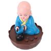 Musical Nodding Monk Figurine Decoration Moving Head Buddha Statue with USB Charging Cable Blue