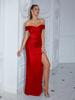 Elegant Off-Shoulder Slim Fit Evening Dress In Solid Color – Sexy Long Women's Dress