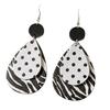 Polka Dot Double Layer Water Drop Leather Earrings - Black & White Geometric Accessories