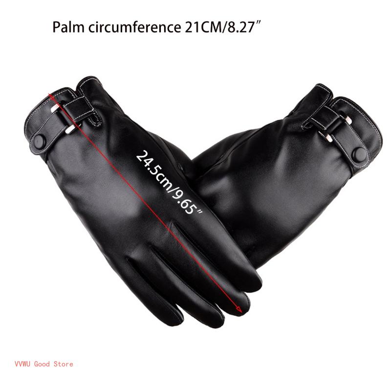 Leather Full Finger Gloves Winter Warm Gloves with Fleece Lining Touchscreen Driving Riding Gloves for Outdoor Sport
