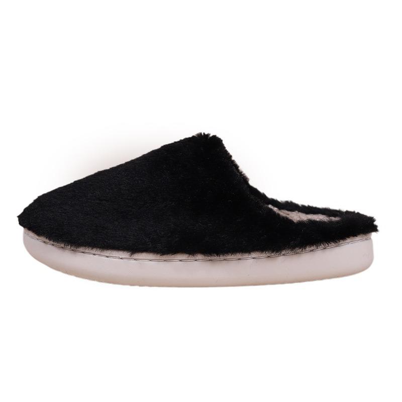 Simple indoor velvet warm fluffy slippers couple home cotton shoes thick-soled non-slip fluffy slippers