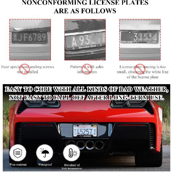 2 PCS Flag License Plate Frame, N Flag Patriotic Stainless Steel Auto Plate Cover, Vintage US Rust-Proof Vehicle License Plate Holder, Universal Car