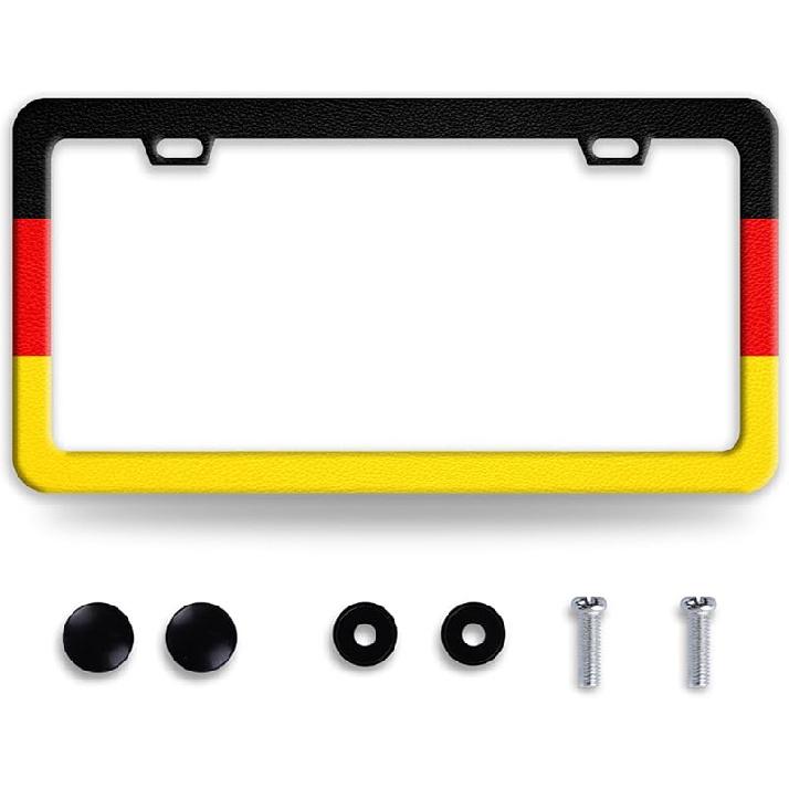Line Art Flowers License Plate Frame Beautiful Floral License Plate Frames Funny Stainless Steel Accessories Cars Decor With 2 Holes And Screws Fits