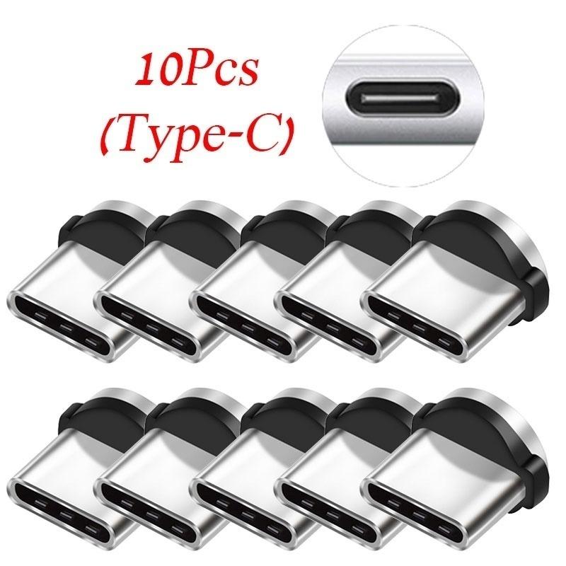 1/3/5/10PCS Round Magnetic Cable Plug Type C Micro USB C 8 Pin Plugs Fast Charging Adapter Phone Microusb Type-C Magnet Charger Plug