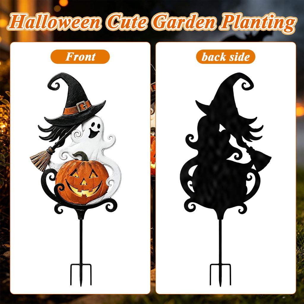 Halloween Garden Stakes, Cute Witch Hat Pumpkin and Yard Signs for Outdoor Decor