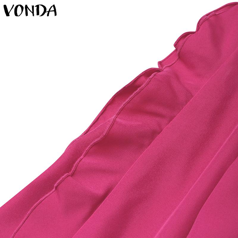VONDA Womens Summer Fashion Round Neck Puff Long Sleeve Blouse