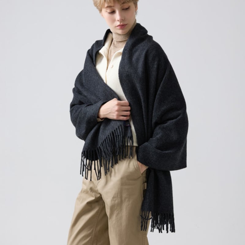 ABRAHAM MOON Merino Wool Shawl 70cm - Charcoal