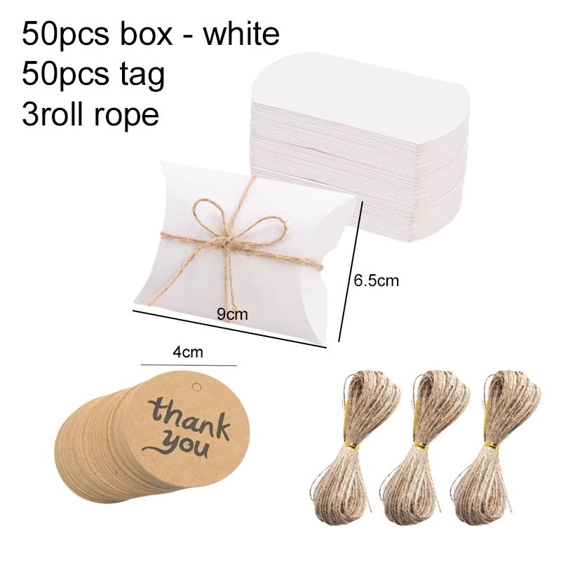 20pcs Mini Candy Box Folding Paper Pillow Type Wedding Gift Box Thank You Tag Festival Gathering Gifts Party Favors TMZ