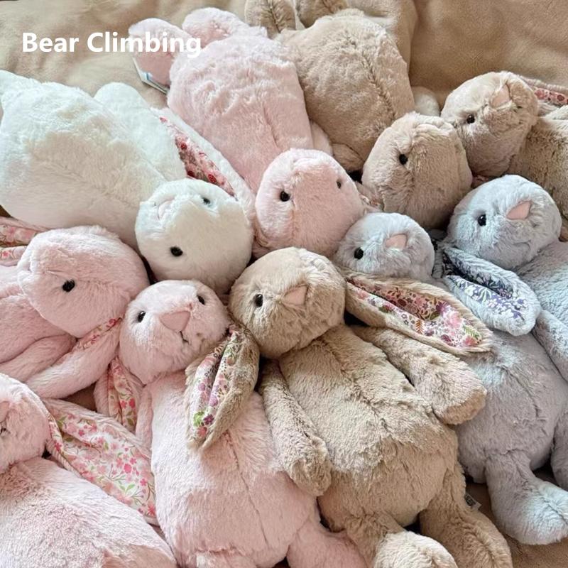 Cartoon Bonnie Rabbit Floral Ears Plush Toy Easter Rabbit Plushies Stuffed Doll Anime Pillow Toy Sofa Cushion Baby Comfort Gift