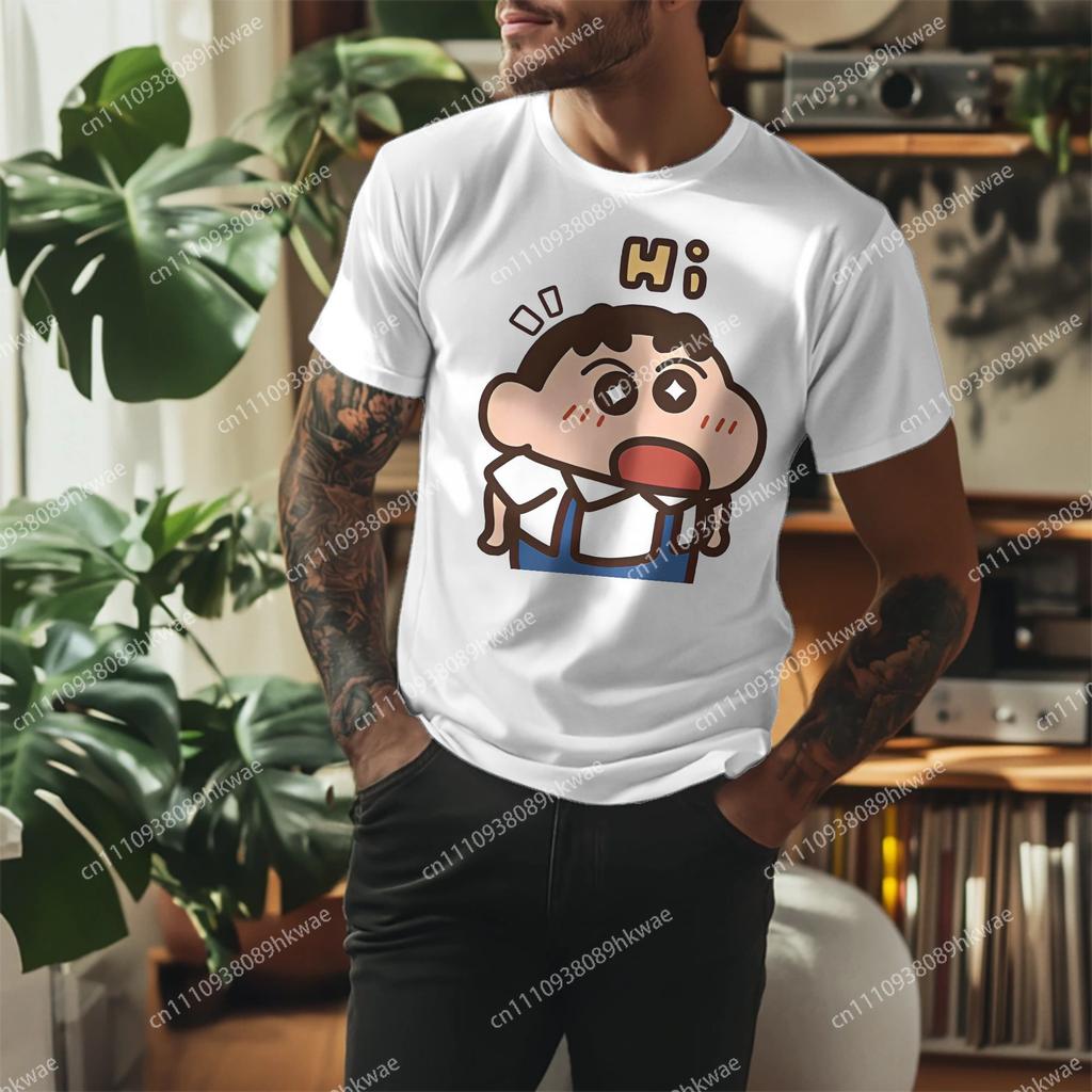Hi Crayon Shinchan T Shirt Unisexs Cotton Tops Retro Anime Oneck Short Sleeve