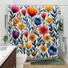 1pc vibrant hand painted watercolor floral shower curtain-delicate petals and soft background, polyester fabric machine washable