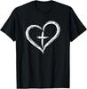 Stylish Cross In Heart Christian T-Shirt