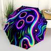 1pc Neon Ghost Automatic Folding Umbrella with 8-Rib Windproof Design, Portable Foldable Sunshade Umbrella For Halloween 017