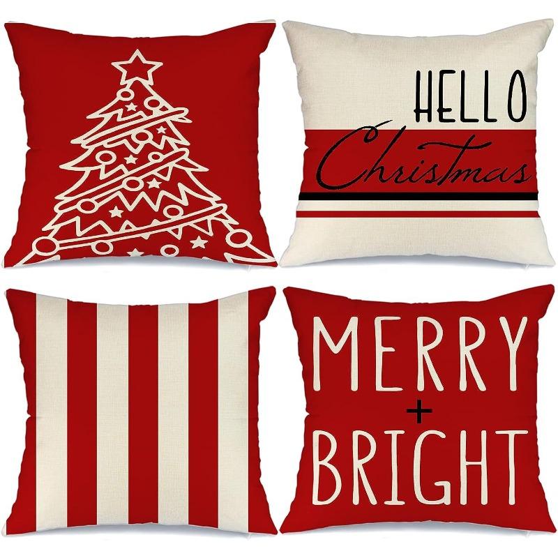 New Christmas Pillow Cover Linen Printed American Sofa Pillow Cover Pillow Cover