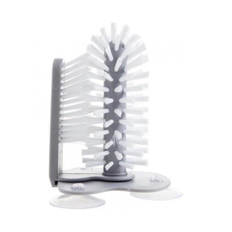 Vertical Glass Washer with Suction Cup, Double-sided Brush Scrub, Mug Kettle Decanter Bottle Washer