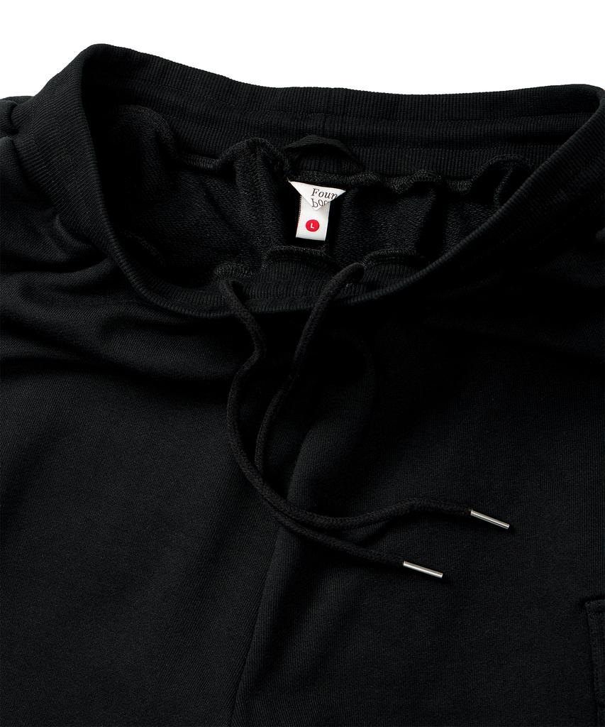FOUNDPOCKET Wide Sweat Shorts Black