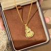 2026 Retro New Chinese Pink Chalcedony Gourd Necklace Inlaid with Zircon Versatile Elegant Luxury Design Niche Collarbone Chain