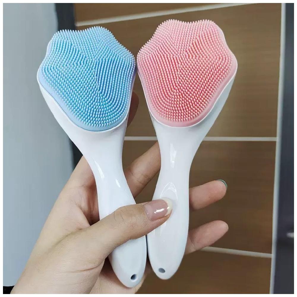 

Cute Exfoliating Cat Paw Cleanser Brush Handheld Soft Bristled Silicone Massage Brush Long Handle Facial Deep Cleansing Brush