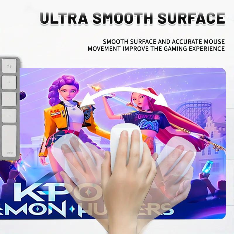 1Pc Kpop Demon Hunters Gaming Mouse Pad Keyboard Desk Mat Non-slip Rubber Lock Edge Waterproof Computer Mousepad for Office Home Decor Y1182