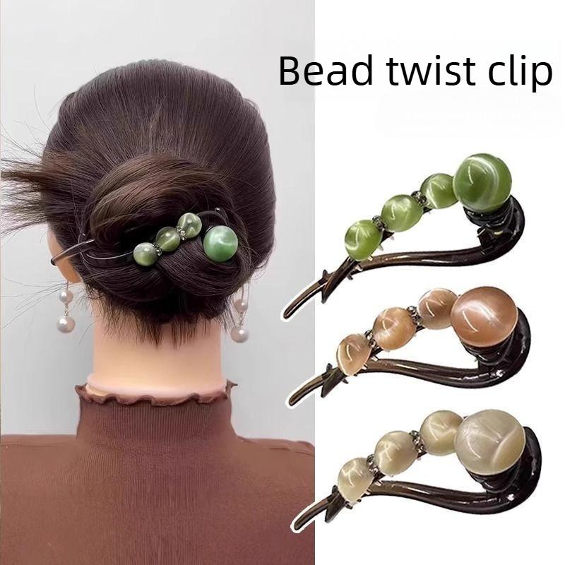 Simple and Easy Updo with A Twist Hair Clip, Beaded and Rhinestone Hair Clip for Women