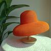 Sommer Hepburn Strohhut Retro Design Großer Rand Strohhut Für Damen Großer Rand Orange Neue Unifarbe Strandurlaub Großer Sonnenschutz