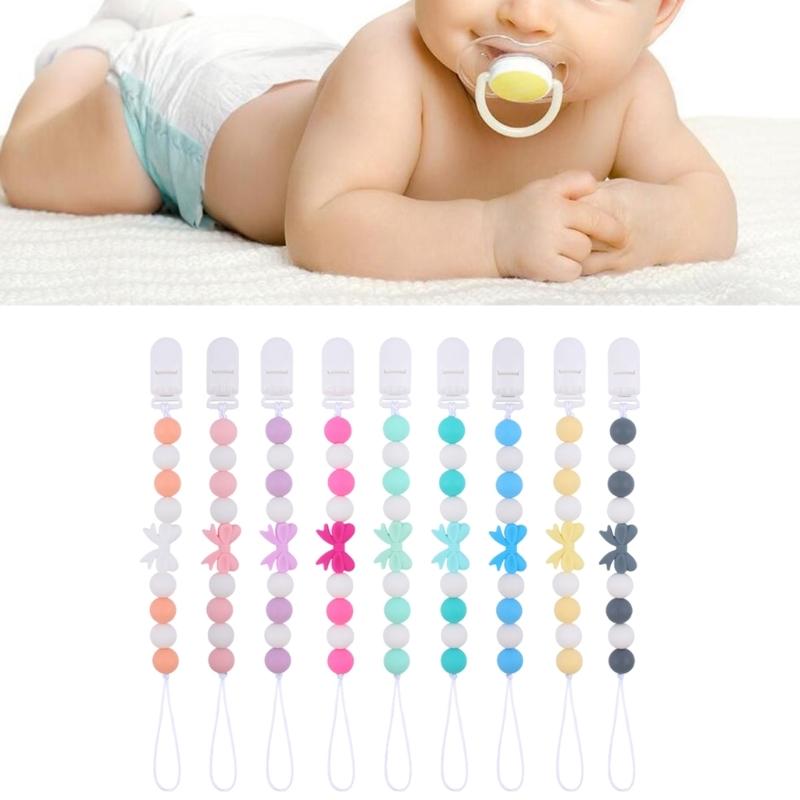 Upgraded Dummy Clip with Knot- for Baby BPA Free Silicone Pacifiers Clip Soother Chain Holders for Boys & Girls Gift