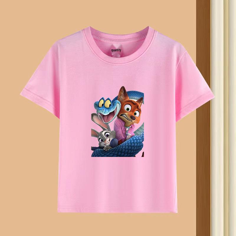 Dětské tričko s krátkým rukávem a kulatým výstřihem - 230g čistá bavlna s potiskem zvířat